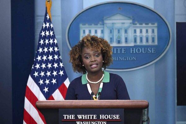 White House Press Secretary Karine Jean-Pierre speaks during the daily briefing in the Brady Briefing Room of the White House in Washington, on Oct. 31, 2023. (Andrew Caballero-Reynolds/AFP via Getty Images)