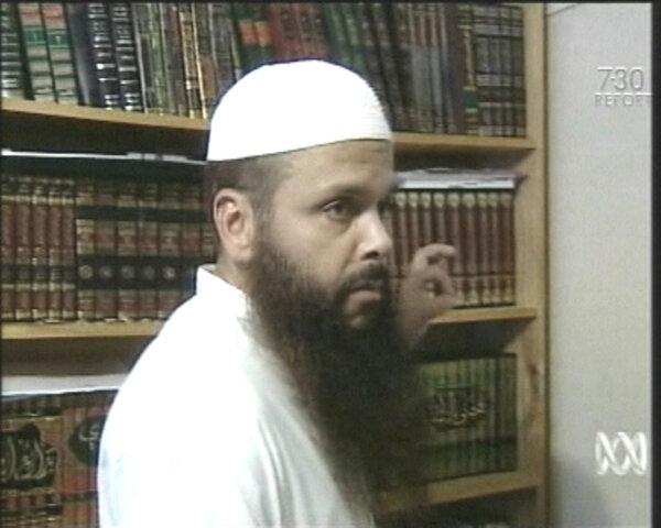 Melbourne Muslim cleric Abdul Nacer Benbrika, was arrested and charged with directing the activities of a terrorist organisation on Nov. 8, 2005. Last year he won a High Court challenge to the law that enabled a government minister to strip him of his Australian citizenship in 2020 over his terrorism convictions. (AAP Image/Network Seven)