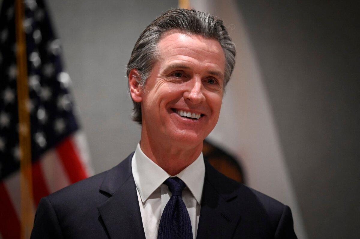 Governor of California Gavin Newsom attends a press conference in Beijing on Oct. 25, 2023. (Wang Zhao/AFP via Getty Images)