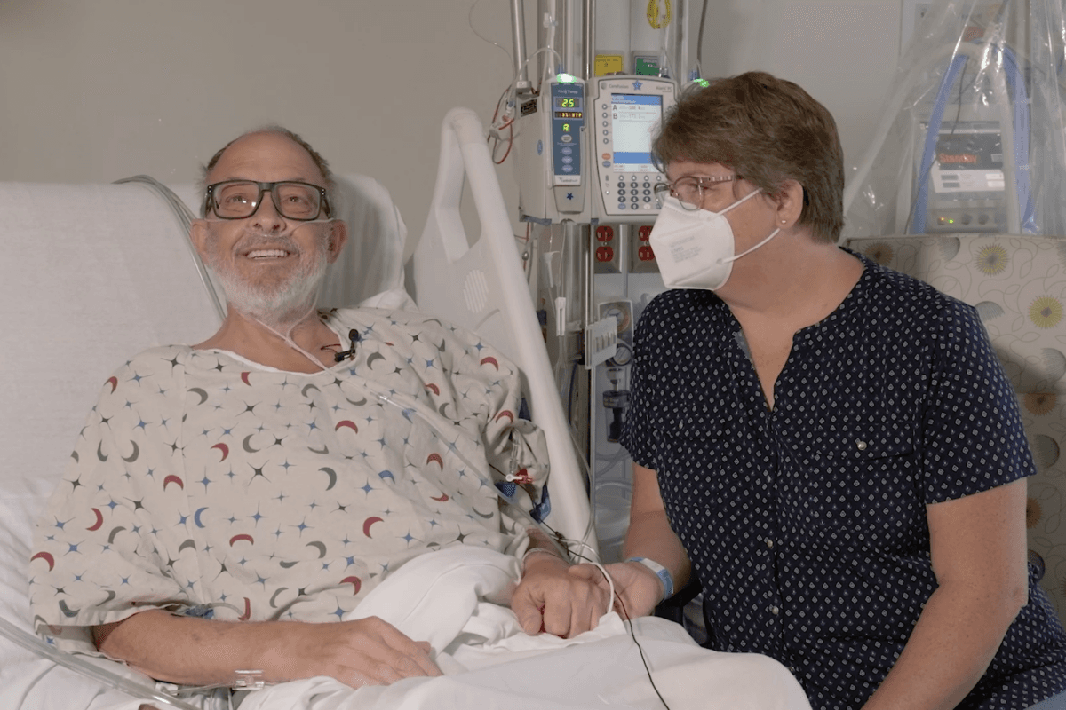 Lawrence Faucette and his wife Ann Faucette, at the University of Maryland Medical Center, several days before he received a historic transplant of a genetically modified pig heart, in Baltimore, Maryland, on Sept. 17, 2023. (Courtesy of University of Maryland School of Medicine)