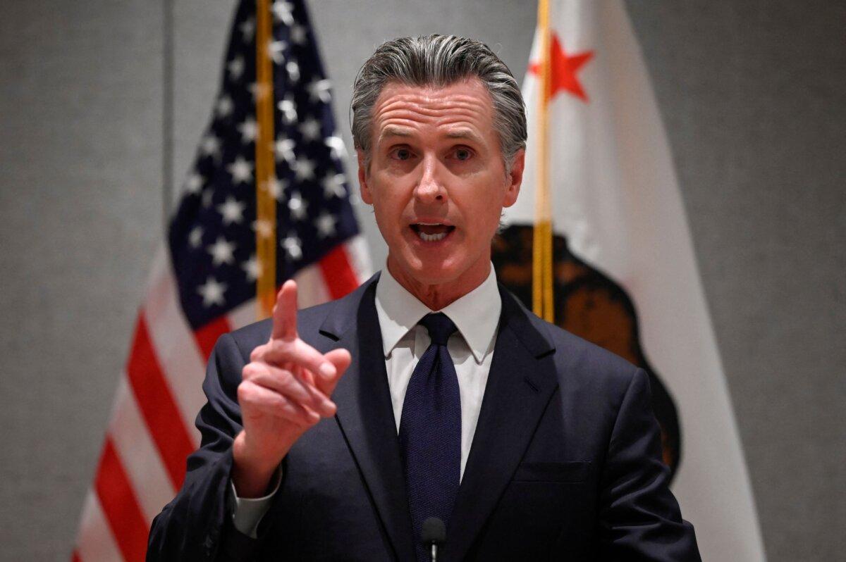 Governor of California Gavin Newsom attends a press conference on Oct. 25, 2023. (Wang Zhao/AFP via Getty Images)