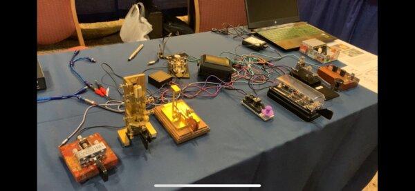  Morse code equipment at the Annual Amateur Radio Conference “Pacificon” in San Ramon, Calif., on Oct. 21, 2023. (Helen Billings/The Epoch Times)