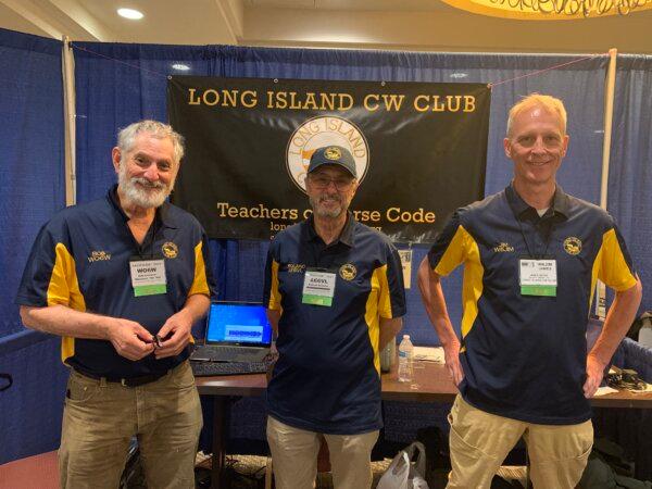  The Long Island CW Club Teachers of Morse Code booth at the Annual Amateur Radio Conference “Pacificon” in San Ramon, Calif., on Oct. 21, 2023. (Helen Billings/The Epoch Times)