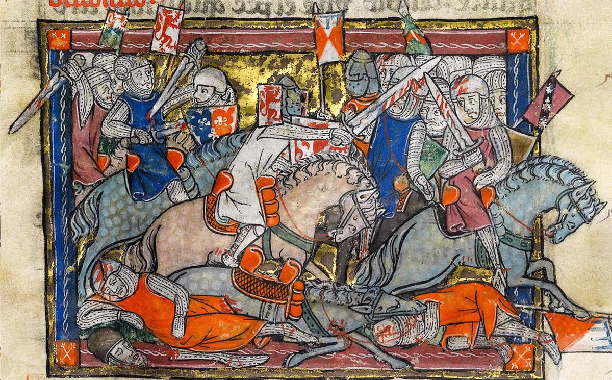  An illustration from the illustrated manuscript "Rochefoucauld Grail," 14th century. (Public Domain)