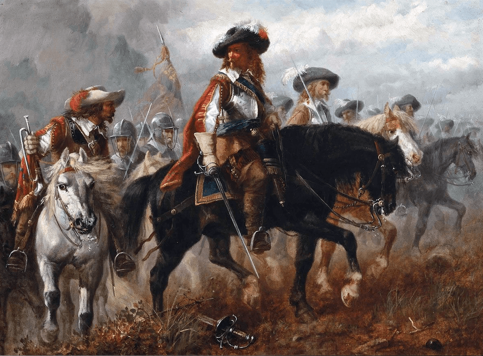 A 19th-century painting showing King Charles I of England and Prince Rupert before the Battle of Naseby during the English Civil Wars. (Public Domain)