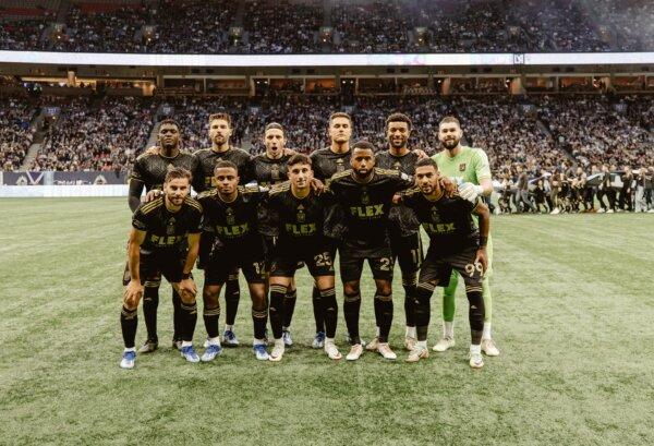 Los Angeles FC team photo prior to match against the Vancouver Whitecaps in a round one match of the 2023 MLS Cup Playoffs in Vancouver, Canada, on Nov. 5, 2023. (Courtesy of LAFC via The Epoch Times)