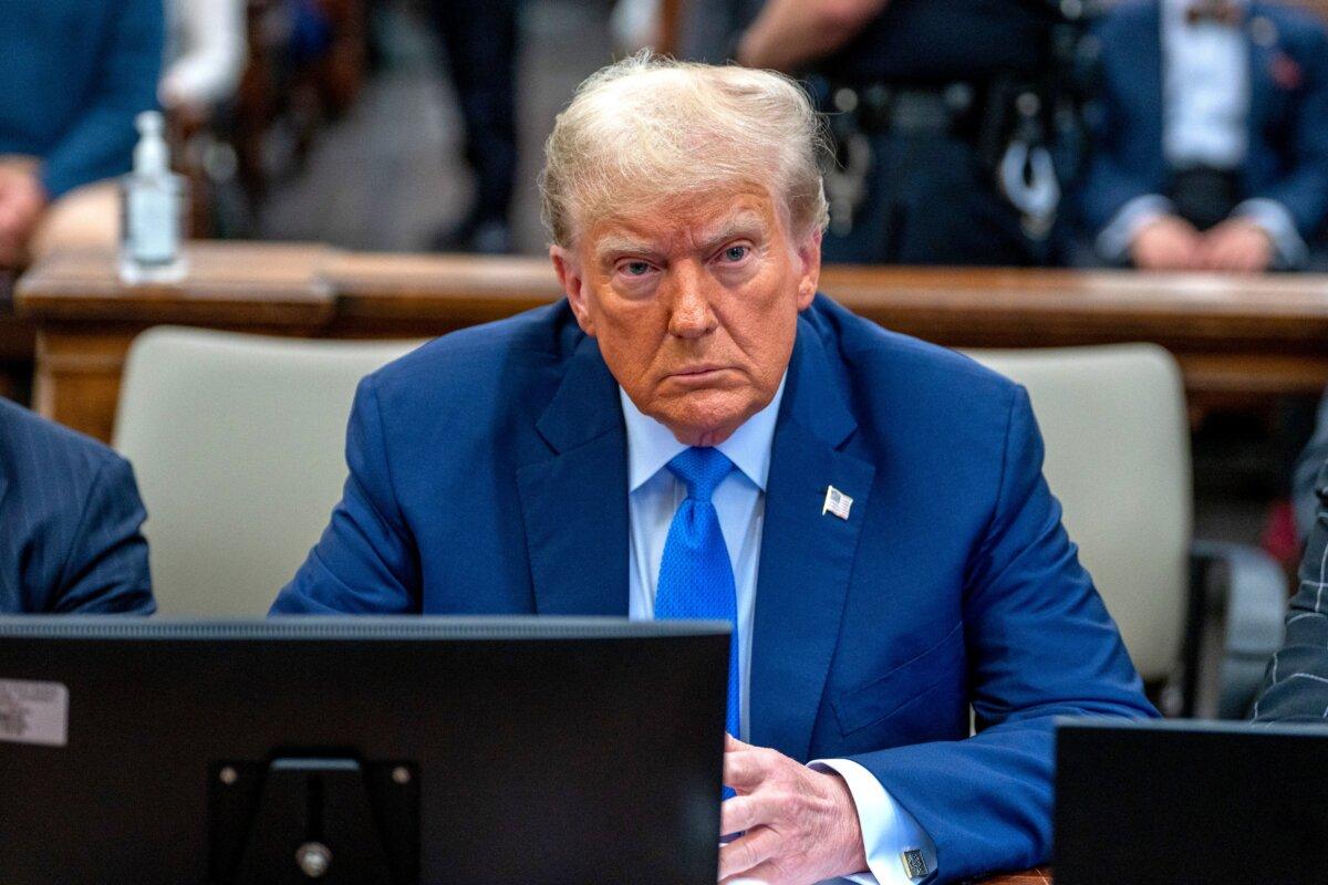 Former President Donald Trump prepares to testify during his trial in New York State Supreme Court in New York City, on Nov. 6, 2023. (David Dee Delgado/Getty Images)