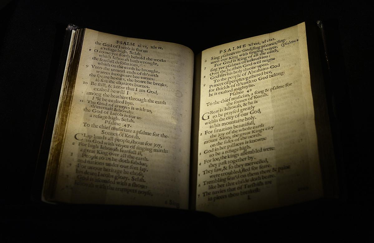 The Bay Psalm Book printed by early settlers in Cambridge, Mass., in 1640. (Timothy Cleary/Getty Images)