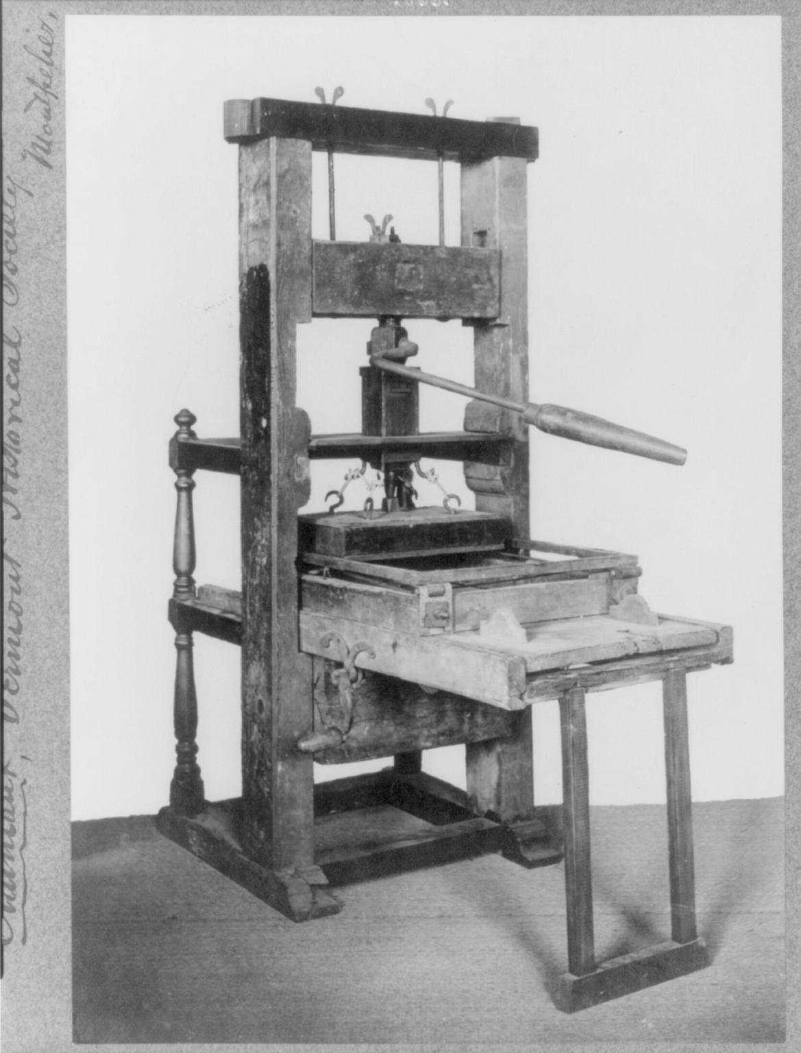 A photograph of the Day Press from Cambridge, Mass., circa 1908. Library of Congress. (Public Domain)