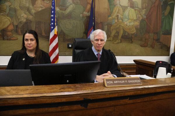 Judge Arthur Engoron presides as former President Donald Trump appears to testify in his civil fraud trial at New York State Supreme Court in New York City on Nov. 6, 2023. (Jefferson Siegel/Pool/AFP via Getty Images)