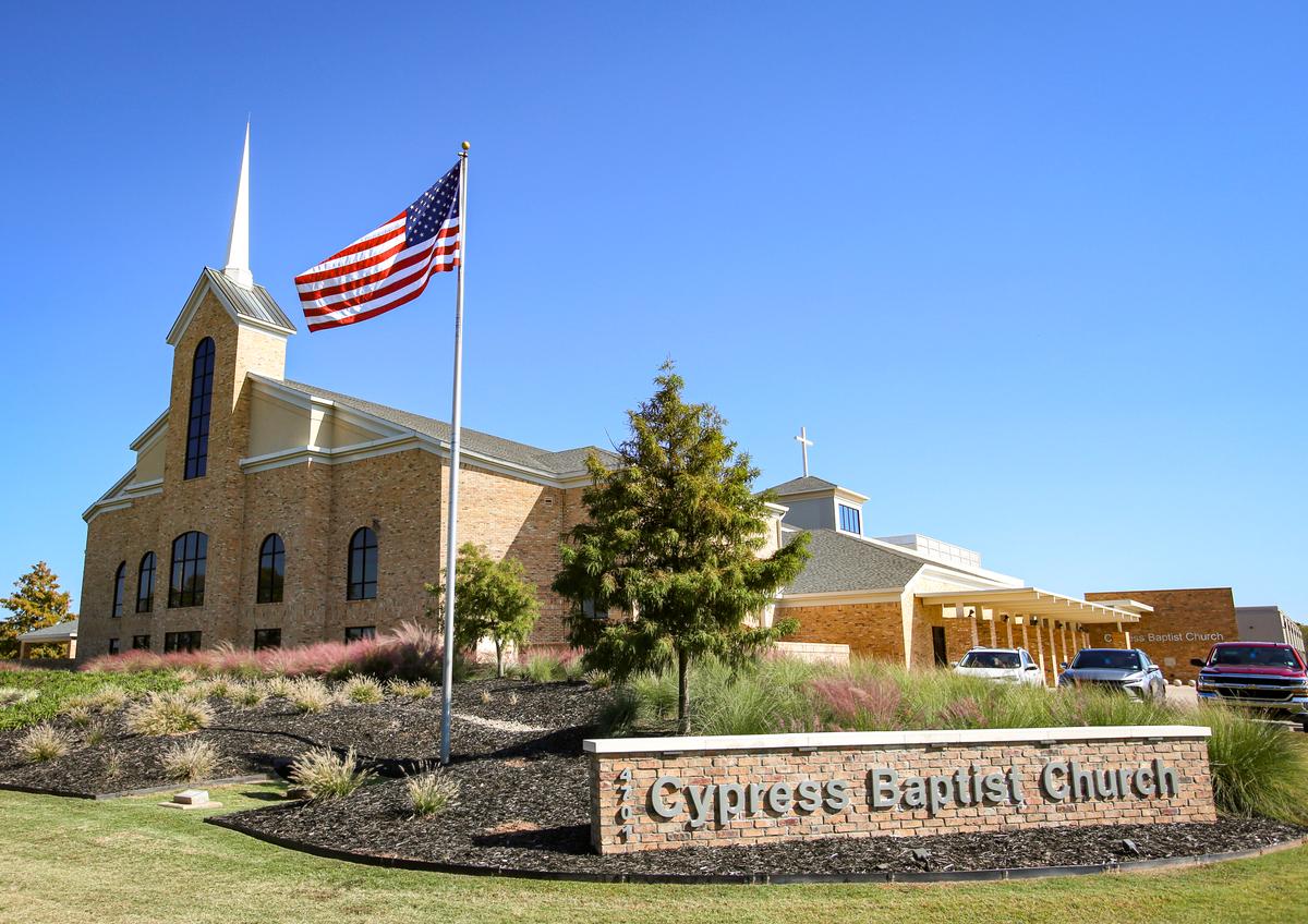 The Cypress Baptist Church, which is attended by Speaker of the House Mike Johnson and his family, in Benton, La., on Nov. 5, 2023. (Bobby Sanchez for The Epoch Times)