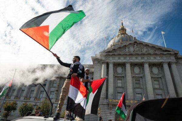 People take part in a "Palestine Solidarity" march in San Francisco on Nov. 4, 2023.  (Amy Osborne/AFP via Getty Images)