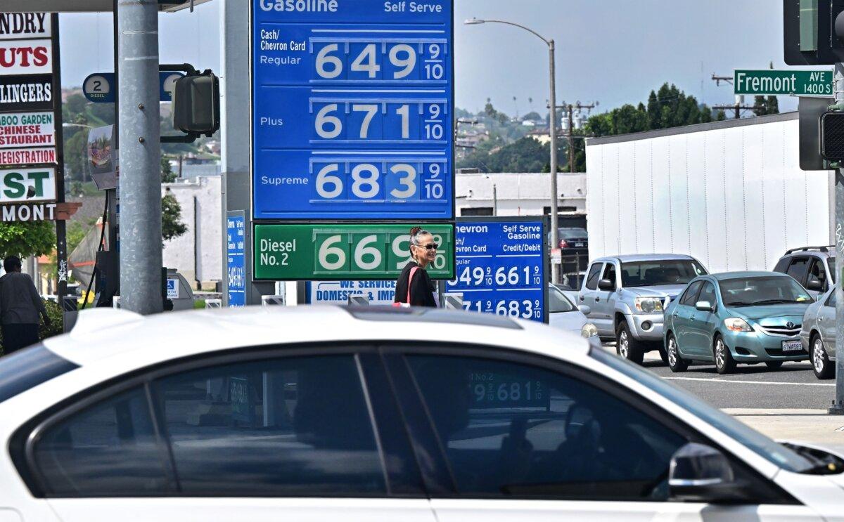 A sign displays the price of gas at a gas station in Alhambra, Calif., on Sept. 18, 2023. (Frederic J. Brown/AFP via Getty Images)