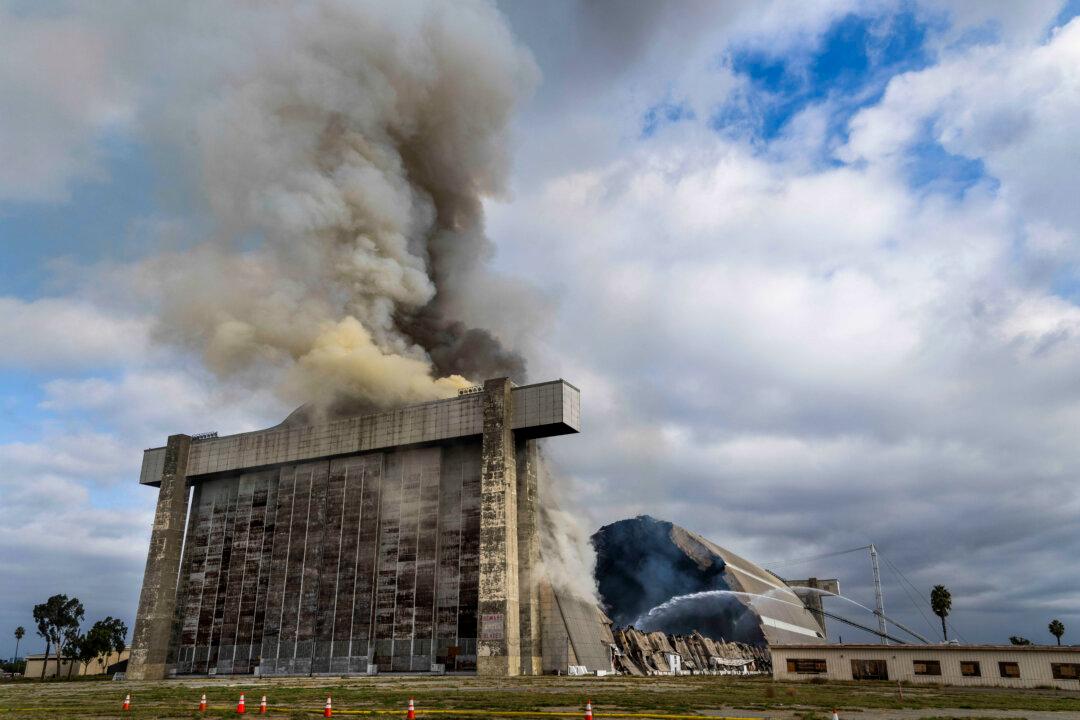 Raging Fire Destroys Massive World War II-Era Blimp Hangar in Southern California