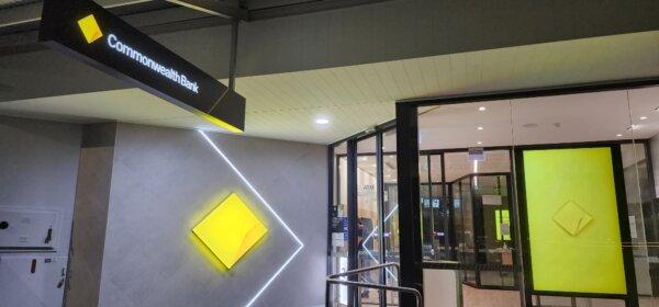 A Commonwealth Bank regional branch at night in Albany, Western Australia, on Nov. 8, 2023. (SUSAN MORTIMER/THE EPOCH TIMES)