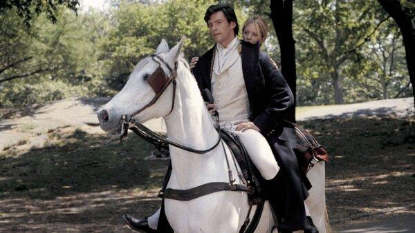 Leopold (Hugh Jackman) and Kate (Meg Ryan) take a horse ride, in "Kate & Leopold." (Miramax)