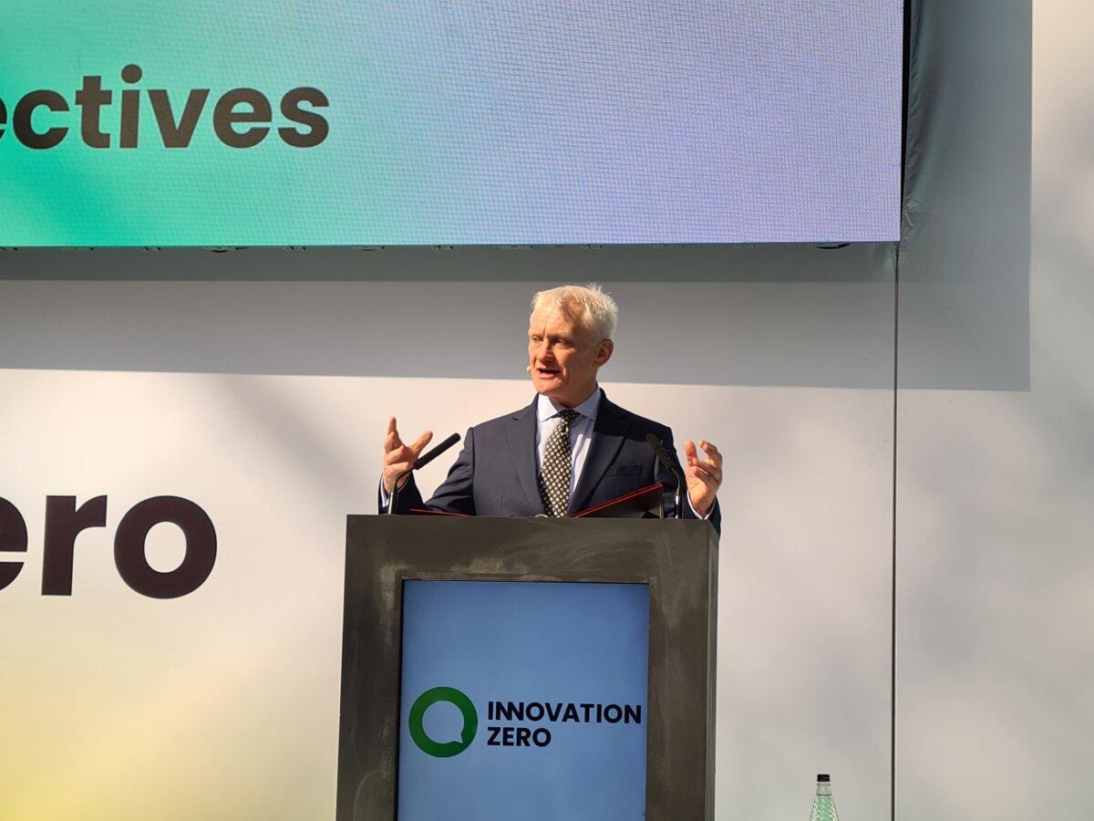 Climate and net zero minister Graham Stuart speaking at the Innovation Zero Congress in London on May 25, 2023. (Danny Halpin/PA Wire)