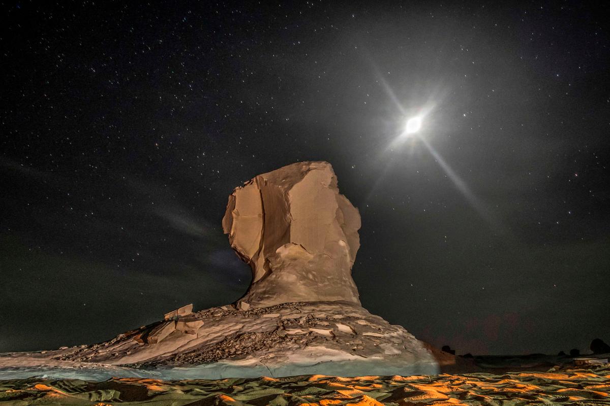 A rock formation in the White Desert north of the Farafra Oasis, about 300 miles southwest of the Egyptian capital, Cairo. (KHALED DESOUKI/Getty Images)