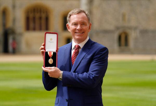 Sir Chris Bryant after being made a Knight Bachelor by the Princess Royal at Windsor Castle on May 23, 2023. (Andrew Matthews—Pool/Getty Images)