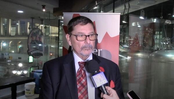 Garry Clement, a former national director of the RCMP Proceeds of Crime Program, speaks to reporters at an event to mark the launch of his new book, "Under Cover: Inside the Shady World of Organized Crime and the RCMP," in Ottawa on Nov. 9, 2023. (Screenshot/NTD)
