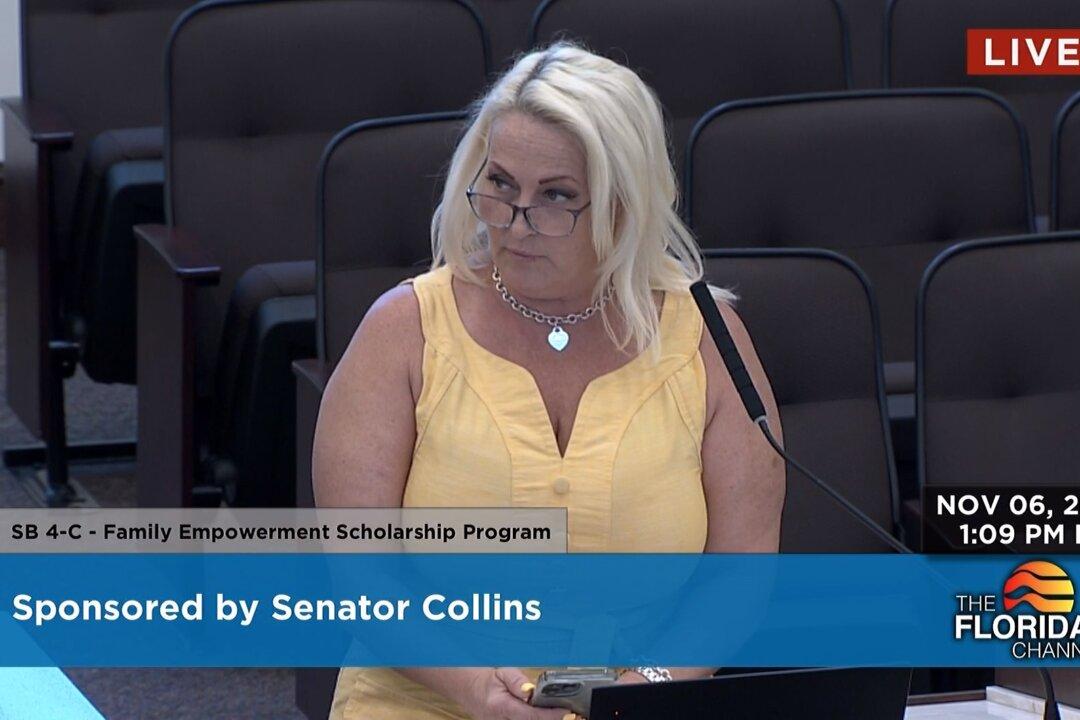 Mary Josephine Walsh, founder of the Coalition for Private Schools, speaks with the Florida Senate regarding the school voucher program on Nov. 6, 2023, during its three-day special session. (The Florida Senate/Screenshot via The Florida Channel)