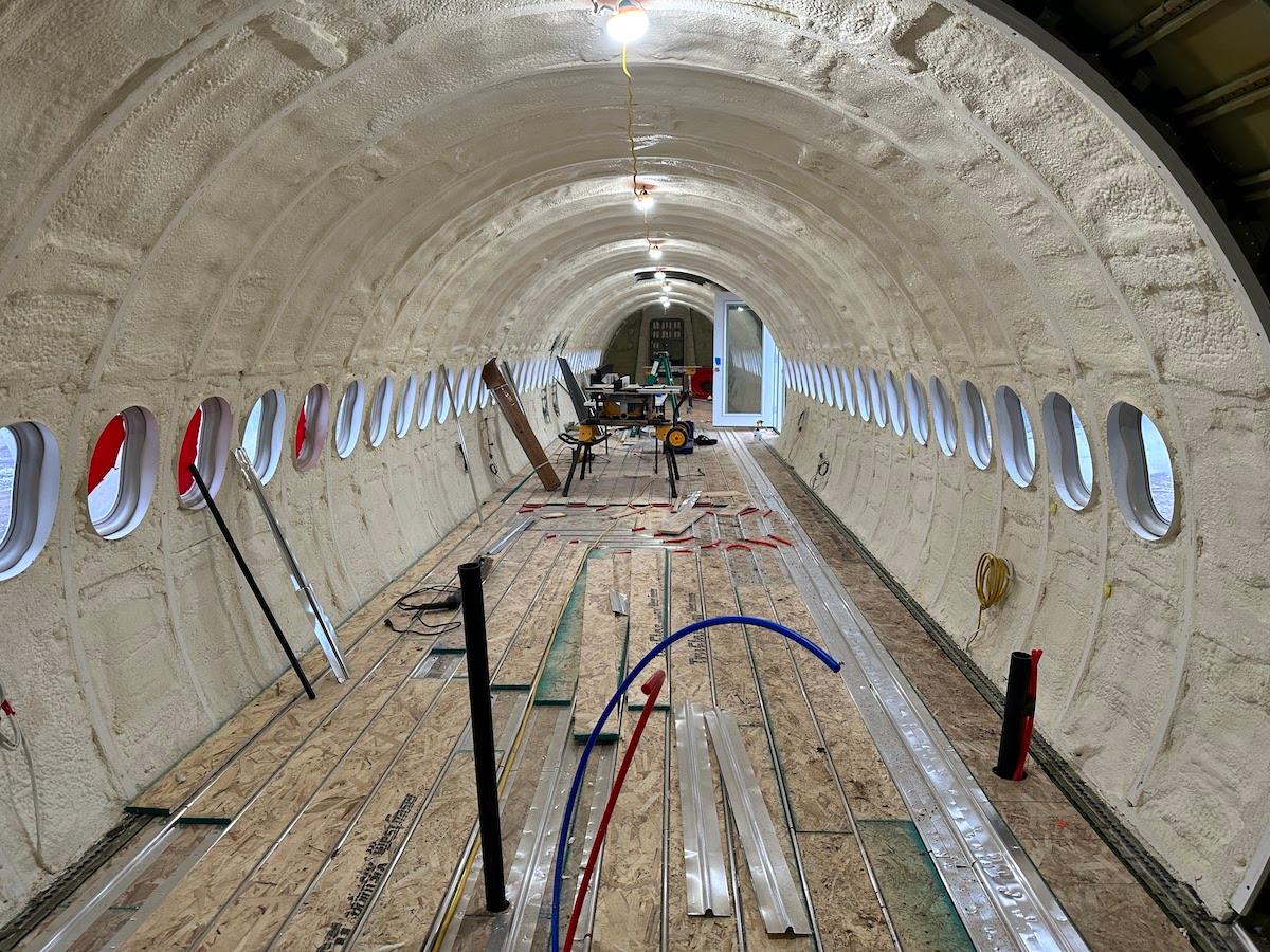 Inside the aircraft during the renovation phase. (Courtesy of <a href="https://www.facebook.com/fly8ma">fly8MA.com</a>)