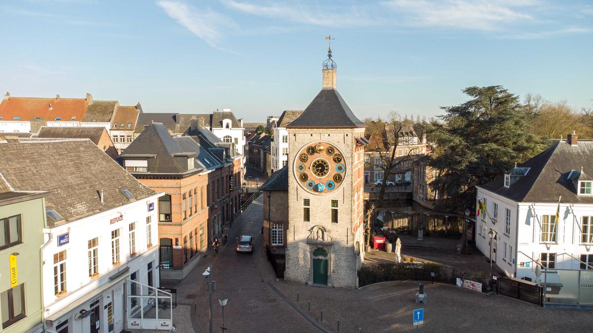 An aerial view of Zimmer tower during a sunny afternoon in the city of Lier, Belgium. (Chedko/Shutterstock)