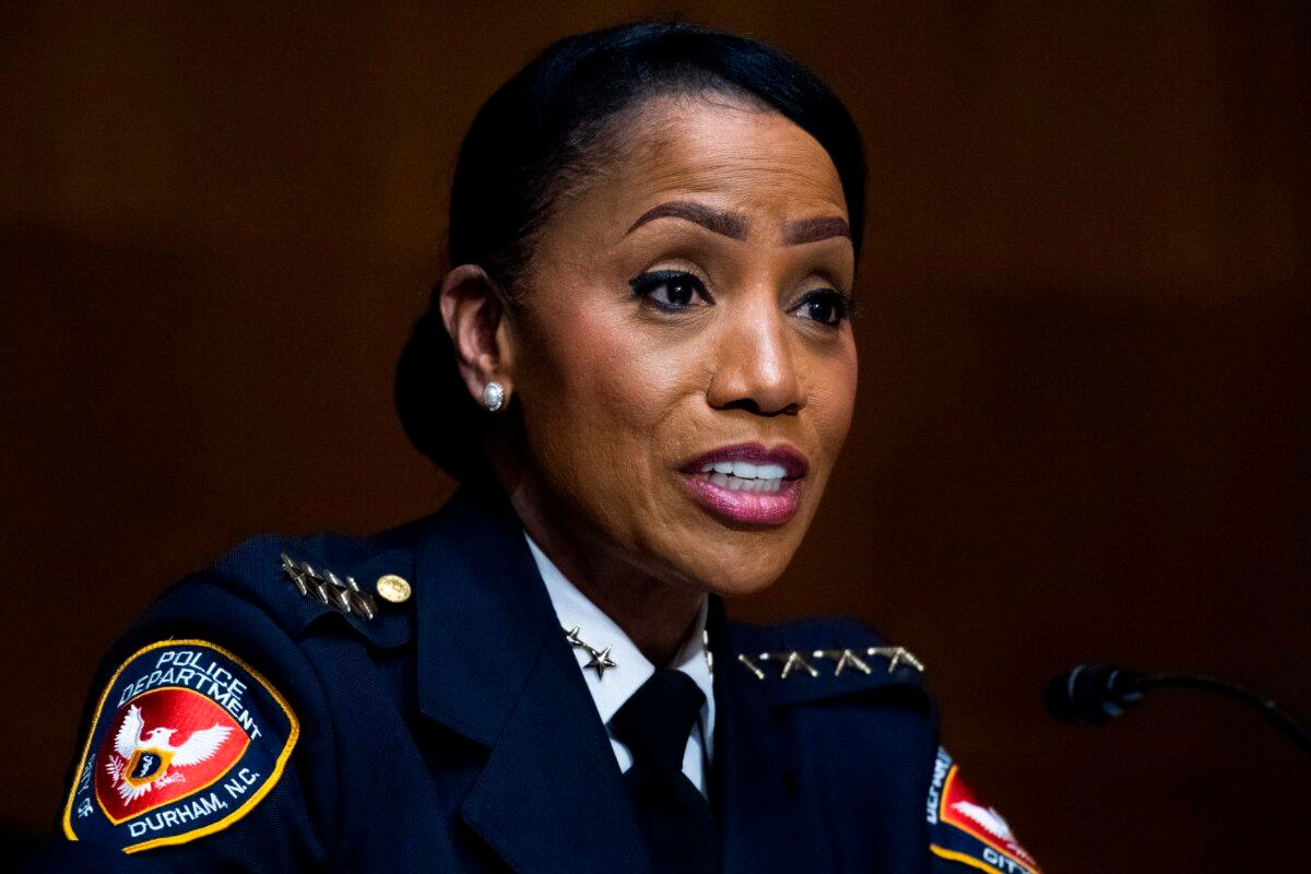 Durham Police Chief Cerelyn "C.J." Davis testifies at the U.S. Senate Office Building in Washington on June 16, 2020. (Tom Williams/AFP via Getty Images)