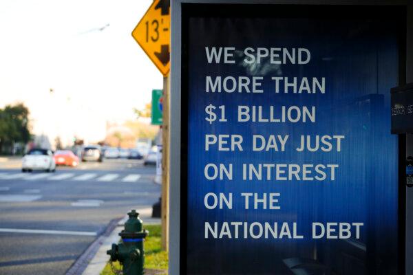 The National Debt Clock in Washington on Nov. 13, 2023. (Madalina Vasiliu/The Epoch Times)