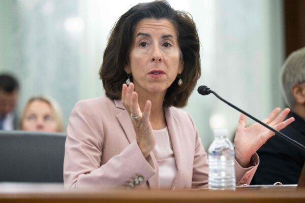 Commerce Secretary Gina Raimondo testifies during the Senate Committee on Commerce, Science, and Transportation hearing to examine CHIPS and science implementation and oversight, on Capitol Hill in Washington on Oct. 4, 2023. (Saul Loeb/AFP via Getty Images)