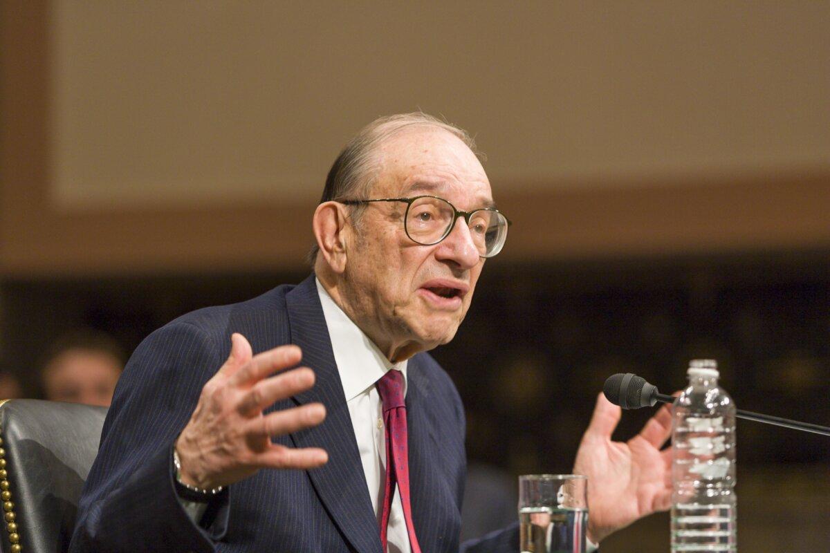WASHINGTON, DC, USA - FEBRUARY 16, 2005: U.S. Federal Reserve Chairman Alan Greenspan testifies before Congress. (Shutterstock)