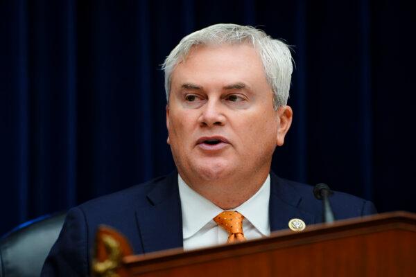 Chairman of the House Oversight Committee Rep. James Comer (R-Ky.) speaks during a hearing in Washington on Nov. 14, 2023. (Madalina Vasiliu/The Epoch Times)