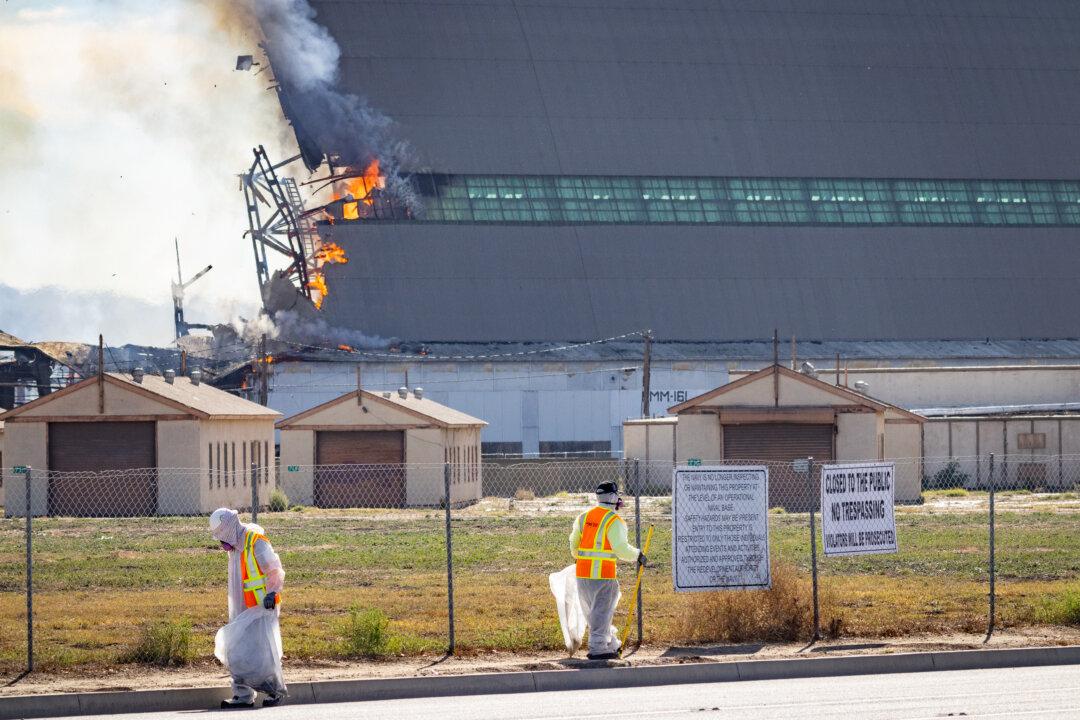 Crews Remove Hazardous Materials After Tustin Blimp Hangar Fire