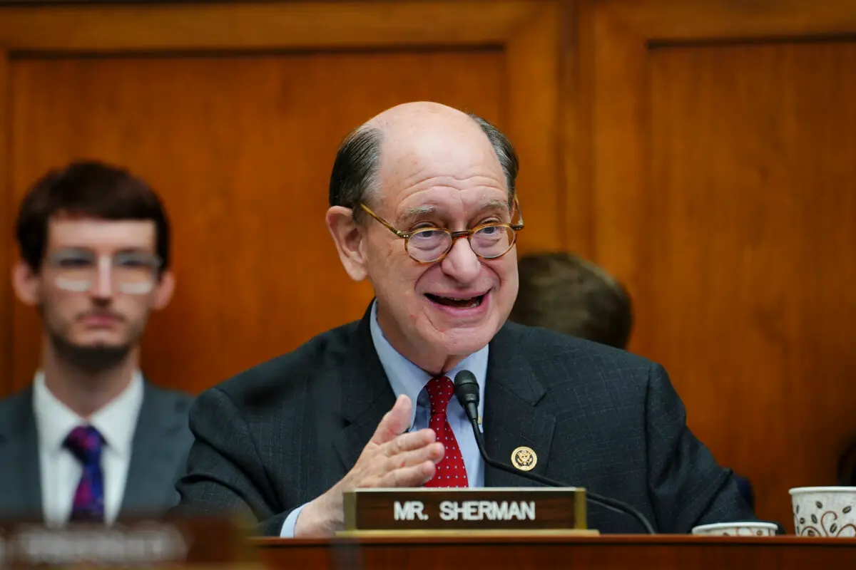 Rep. Brad Sherman (D-Calif.) speaks during a hearing with top bank regulators in Washington on Nov. 15, 2023. (Madalina Vasiliu/The Epoch Times)
