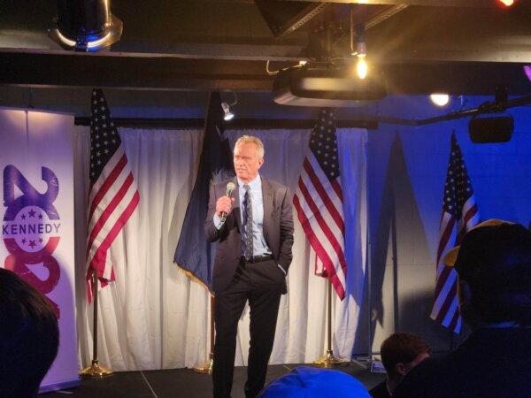 Robert F. Kennedy Jr. speaks to supporters at a voters' rally in Columbia, S.C., on Nov. 14, 2023. (Jeff Louderback/The Epoch Times)