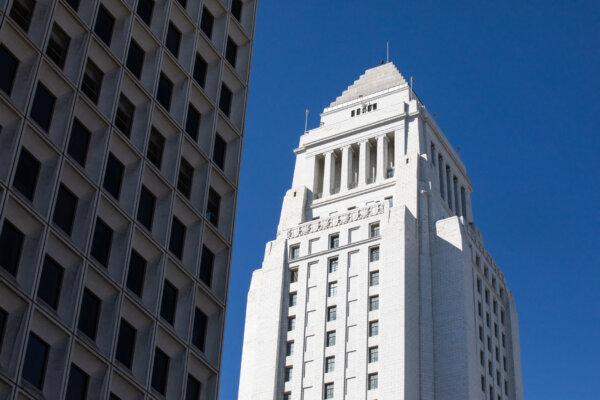 Los Angeles city hall on Dec. 28, 2022. (John Fredricks/The Epoch Times)