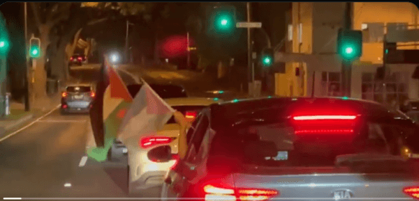 Cars flying Palestinian flags in the eastern suburbs of Sydney (credit: Australian Jewish Association)