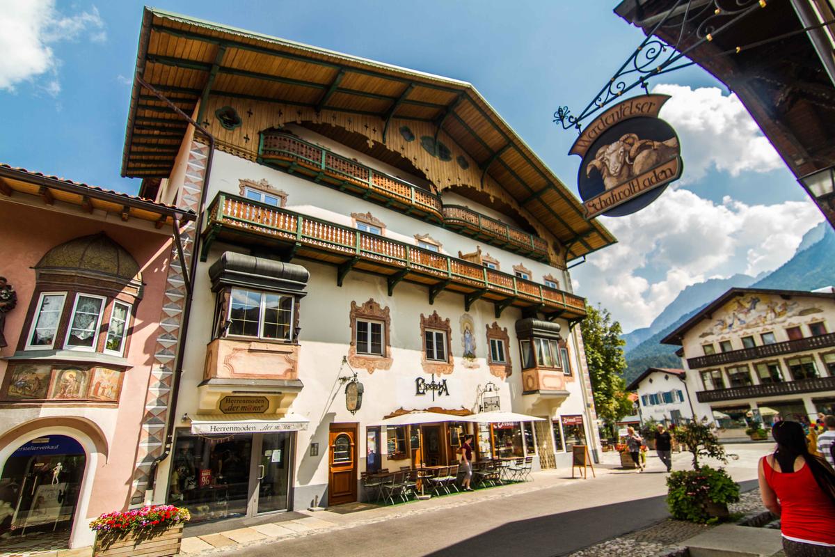 Buildings with impressively ornate gables line the streets of Mittenwald, Germany. (Oleksandr Sokurenko/Shutterstock)