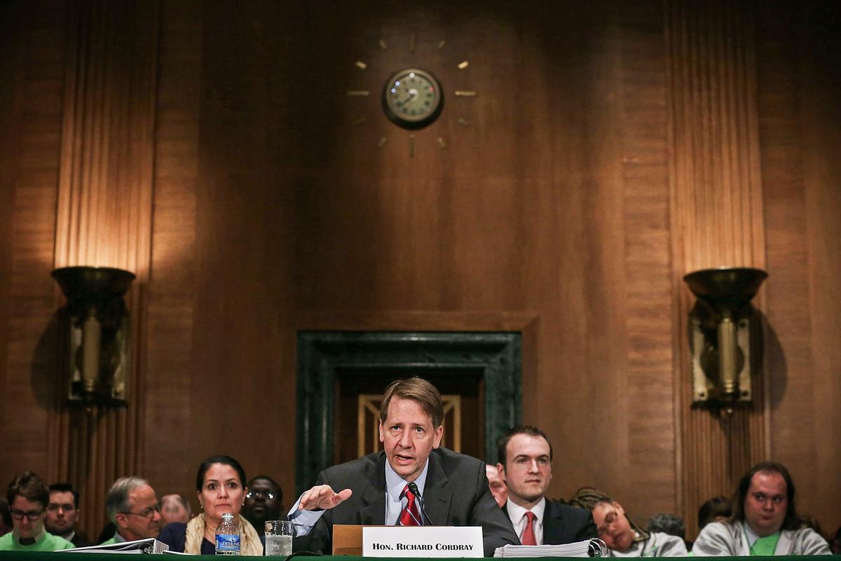  Director of the Consumer Financial Protection Bureau Richard Cordray testifies before the Senate Banking, Housing, and Urban Affairs Committee on Capitol Hill in Washington on April 7, 2016. (Alex Wong/Getty Images)