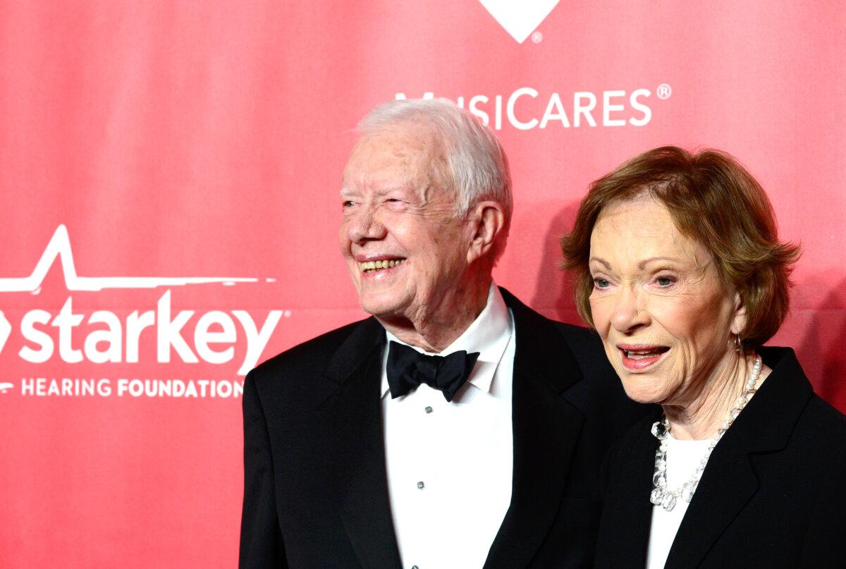 Former President Jimmy Carter (L) and former First Lady Rosalynn Carter attend the 25th anniversary MusiCares 2015 Person of The Year Gala honoring Bob Dylan at the Los Angeles Convention Center in Los Angeles on Feb. 6, 2015. (Frazer Harrison/Getty Images)