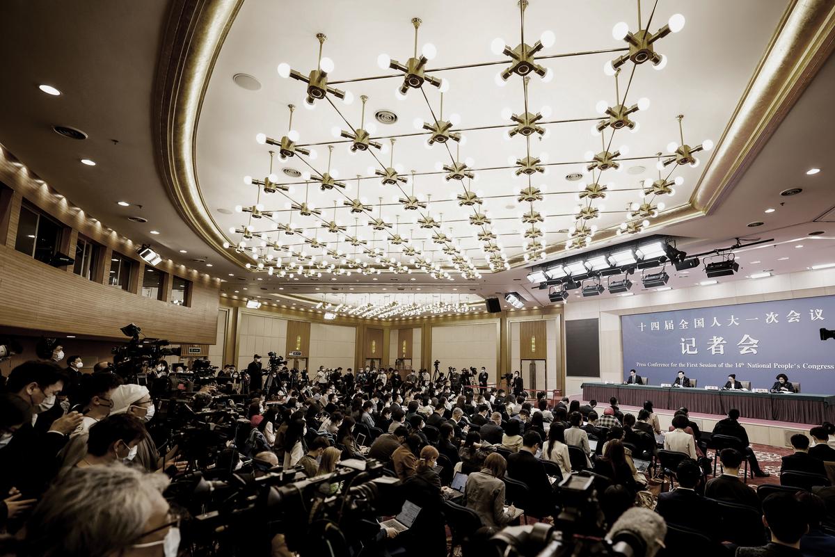 China's foreign minister Qin Gang attends a press conference during the 14th National People's Congress in Beijing on March 7, 2023. (Lintao Zhang/Getty Images)