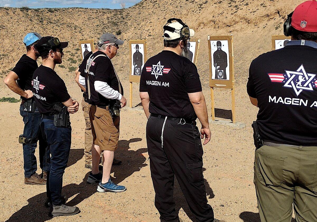 Students at Magen Am Arizona listen to firearms safety instructions before live training at a shooting range in Arizona. (Courtesy of Ian Turner)