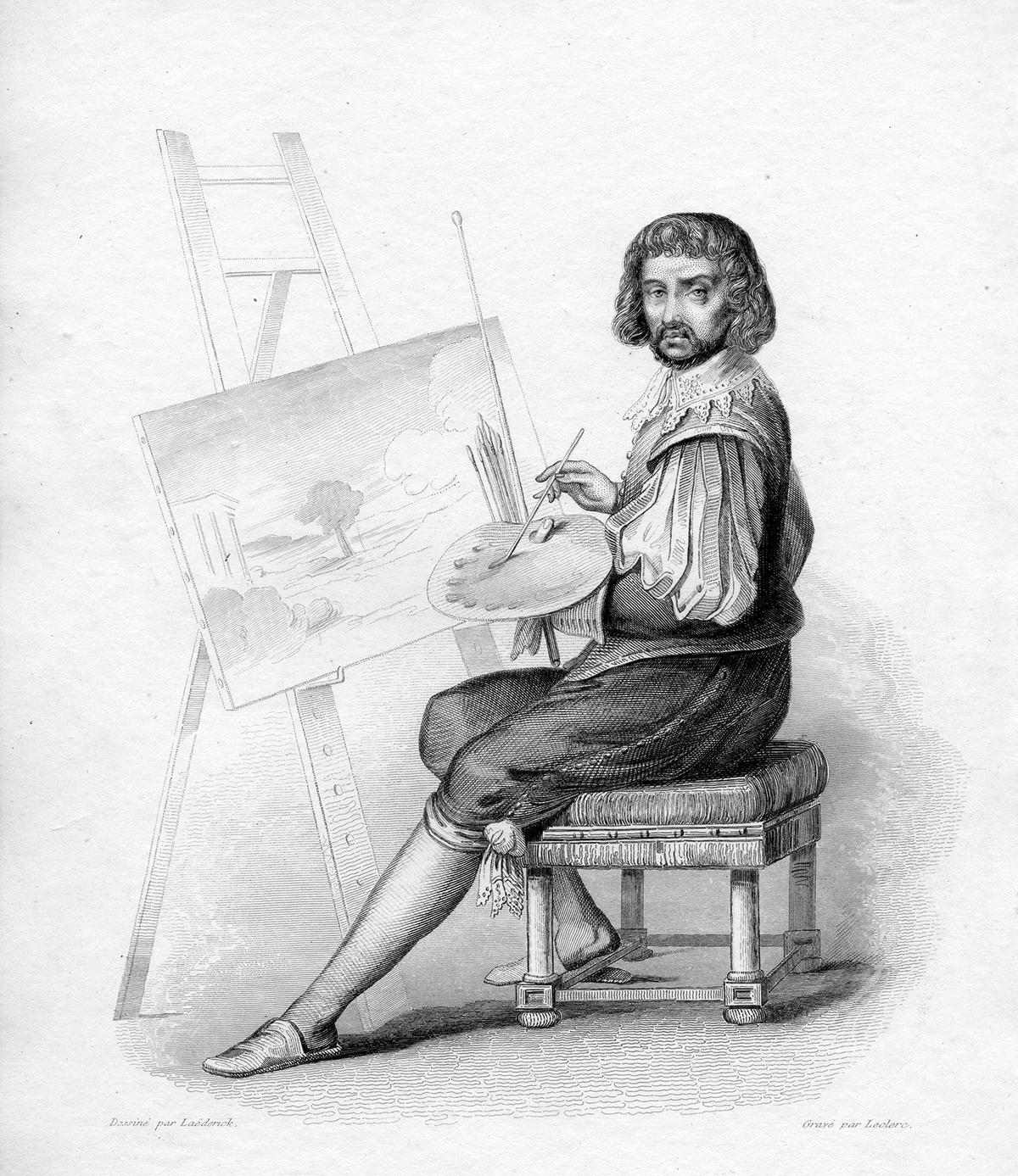 A drawing of the landscape painter Claude Lorrain by Laederick and engraved by Leclerc. (Public Domain)