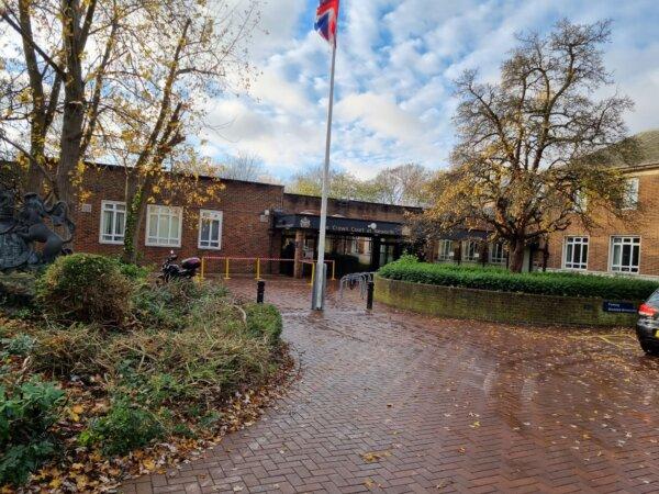 Isleworth Crown Court—where Aidas Poskus was sentenced—in Isleworth, west London on Nov. 23, 2023. (The Epoch Times)