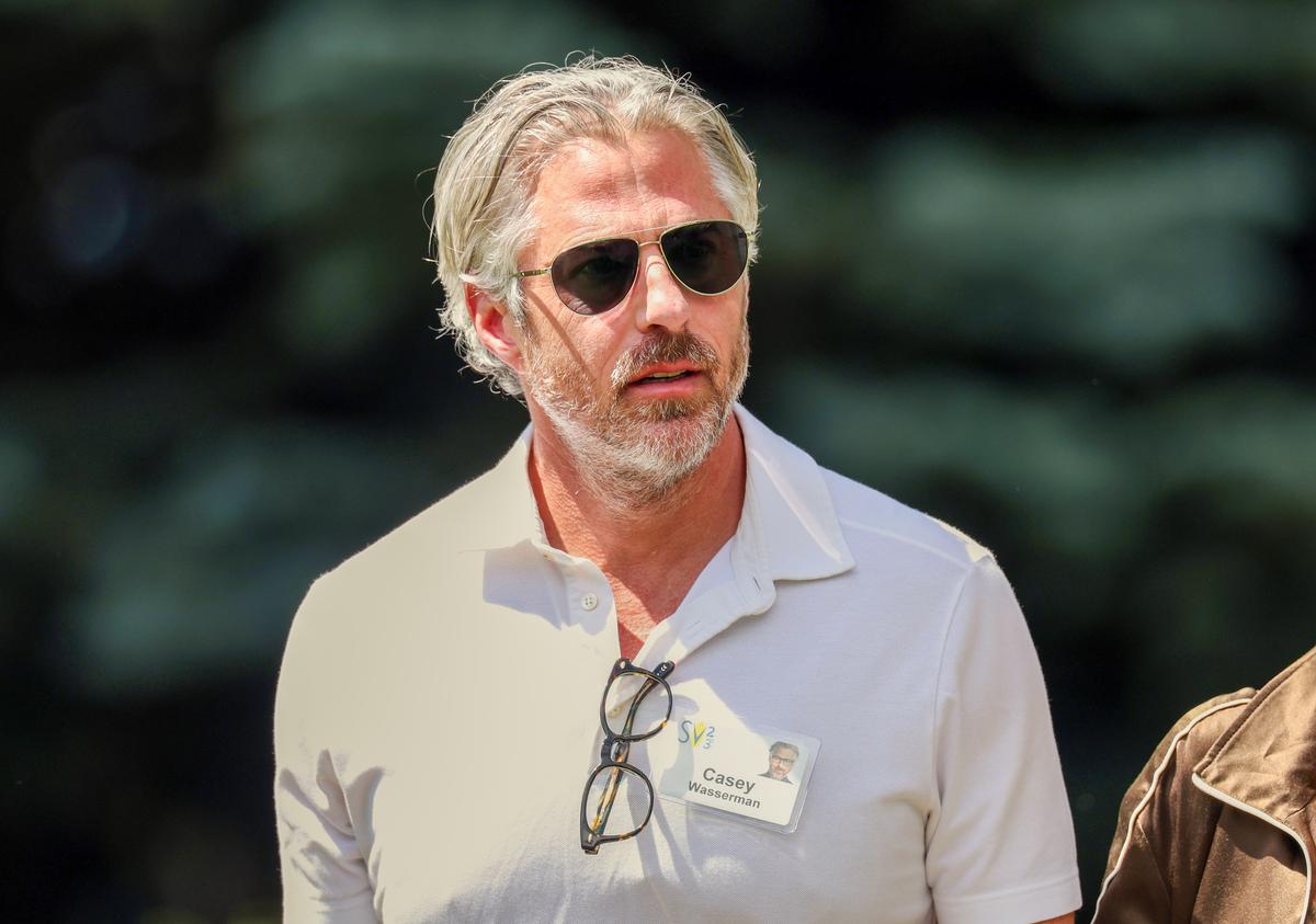 Casey Wasserman, chair of the Wasserman Media Group, walks to lunch at the Sun Valley Conference in Sun Valley, Idaho, on July 13, 2023. (Kevin Dietsch/Getty Images)