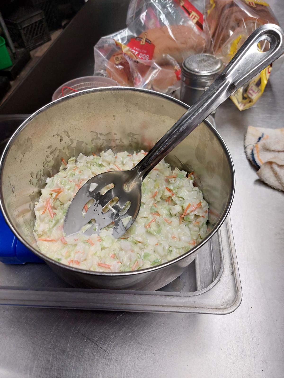 Their coleslaw is creamy-style with organic apple cider vinegar. (Kevin Revolinski)