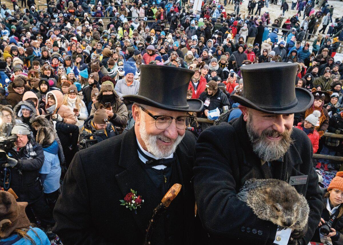 At the 2023 Groundhog Day celebration in Punxsutawney, Pa., Phil the groundhog predicted a late spring. (Michael Swensen/Stringer/Getty Images News)