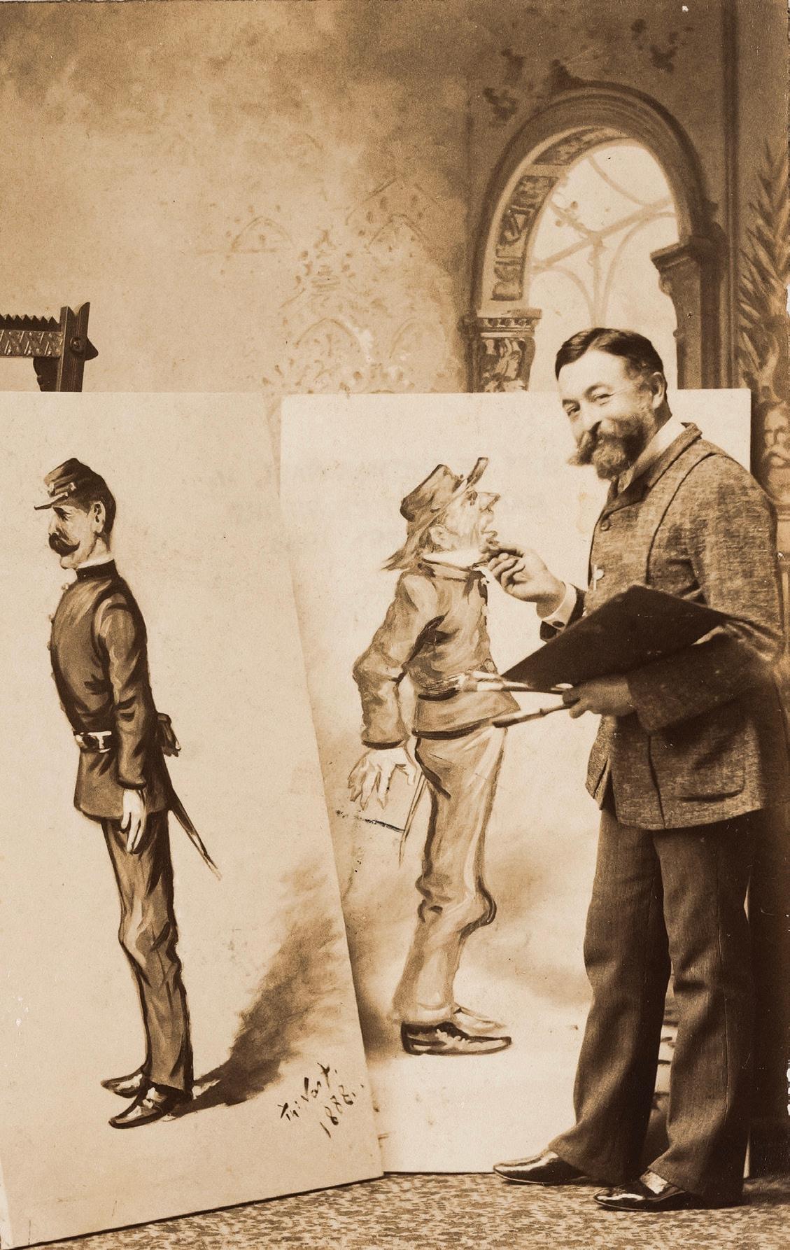 A photograph of Thomas Nast drawing two caricatures, circa 1888. Gift of Thomas Nast Jr., Mabel Nast Crawford, and Cyril Nast; The Metropolitan Museum of Art, New York. (Public Domain)