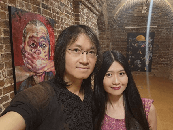  The Hong Kong artist couple Lumli Lumlong showcased six paintings at the “Art Festival on Human Rights of China and Hong Kong,” conveying the message of “live thought harvesting.” (Courtesy of Lumli Lumlong)