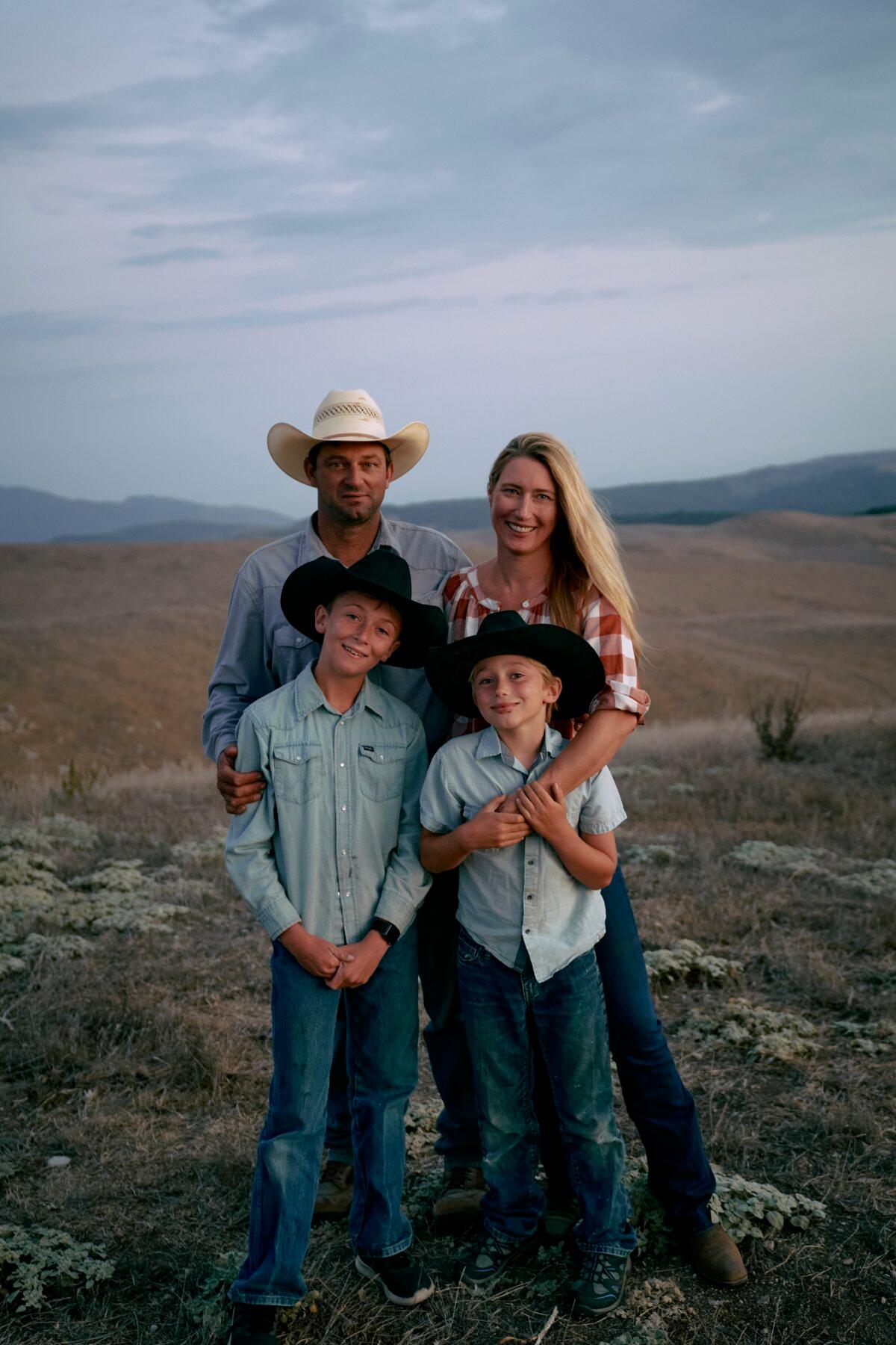 Elizabeth Poett with her husband and fellow rancher, Austin Campbell, and their two sons. (Courtesy of Elizabeth Poett)